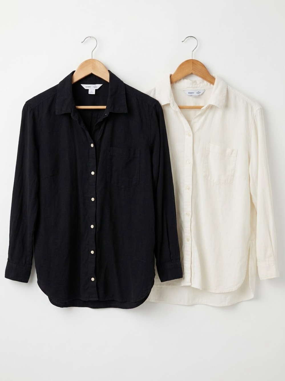 2 Pack! Old Navy Boyfriend linen blend Long-Sleeve Button-Down Shirts